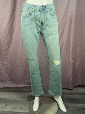 PACSUN Mens Slim Fit Jeans 31x30 Light Wash Distressed Stretch Vietnam EUC